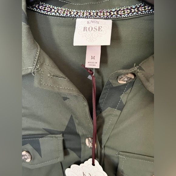 🌹 NWT! Knox Rose All Stars Military Green Shacket - Picture 2 of 6